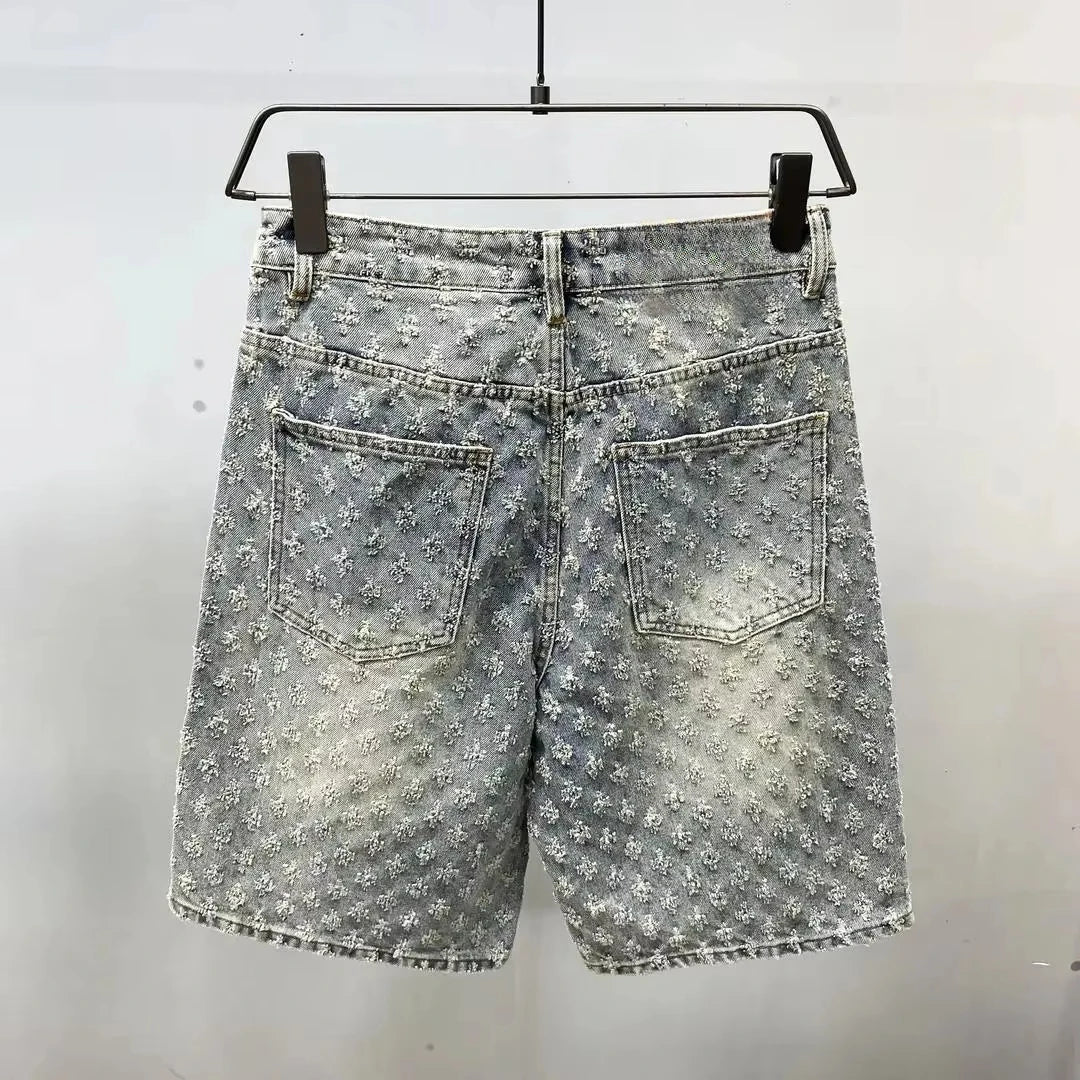 Summer Jacquard Loose-Fit Shorts